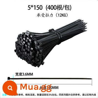 Nylon buộc dây cáp tự khóa 4*200 nhựa ràng buộc dây buộc dây kiềm chế dây với dây buộc dải màu đen - 5*150 rộng 3.6mm 400 dải màu đen