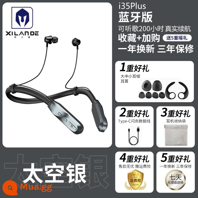 Tai nghe bluetooth không dây mới 2023 thể thao đeo cổ kiểu trò chơi thời lượng pin siêu dài thích hợp cho Apple Huawei Xiaomi - Phiên bản nâng cấp Space Silver [Hiệu ứng âm thanh 9D + thời lượng pin 200 giờ + sạc nhanh Type-C + giọng nói thông minh]