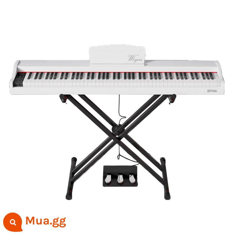 Đàn piano điện tử Wiyas EP106 88 phím búa nặng di động tại nhà cho người mới bắt đầu Đàn piano điện tử kỹ thuật số chuyên nghiệp - Phím trọng lực dành cho người mới bắt đầu - vân gỗ trắng + khung chữ X