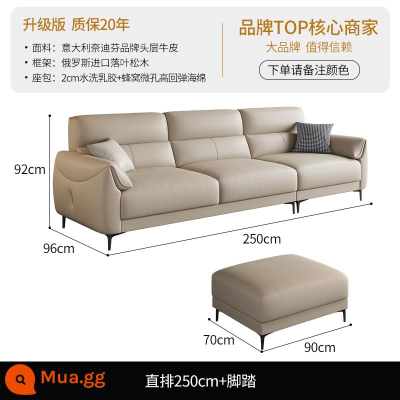 Người thân và bạn bè Phong cách Ý tối giản nhẹ nhàng sang trọng sofa da kết hợp hiện đại đơn giản căn hộ lớn và nhỏ phòng khách da bò lớp trên cùng hàng thẳng - [Phiên bản nâng cấp] Hàng thẳng 2,5M + bàn đạp