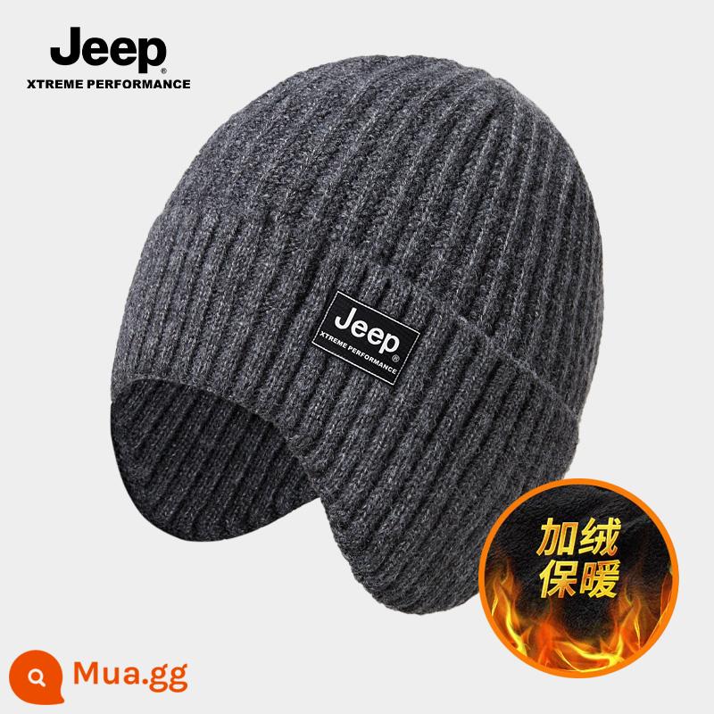 Mũ bảo vệ tai Jeep Jeep trung niên và cao tuổi mũ len nam mùa đông ấm bố ông nội mũ len nam mùa đông người cao tuổi - xám [mũ]