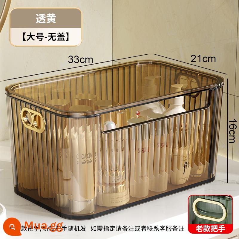 Hộp lưu trữ mỹ phẩm để bàn Tianshu Bàn trang điểm acrylic Mặt nạ Sản phẩm chăm sóc da Bàn cà phê linh tinh Giỏ đựng đồ ăn nhẹ - Kích thước lớn màu vàng trong suốt [không có nắp]