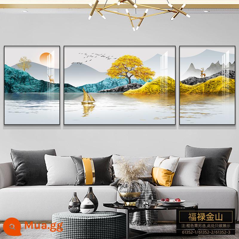 Tranh trang trí phòng khách ánh sáng cao cấp sang trọng bộ ba không khí tối giản hiện đại tranh treo tường sofa mới nền tranh treo tường - 61352-1/61352-2/61352-3 Fulu Jinshan