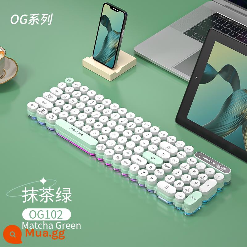 Wolfway-OG80 3 chế độ Bluetooth không dây di động Nữ Văn phòng Máy tính xách tay Tắt tiếng Bàn phím có dây Chiếu sáng RGB - LT-OG102-Hiệu ứng ánh sáng RGB ba chế độ-Xanh Matcha