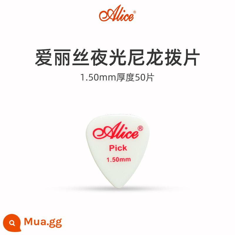 Alice Alice Civil Ballad Guitar Cosmetics Sweeking Thin huỳnh quang Nylon Nights Optoelectronics Guitar Persevers Persevers Pick - [Gói 50 miếng] 1,5mm+ đi kèm hộp đựng