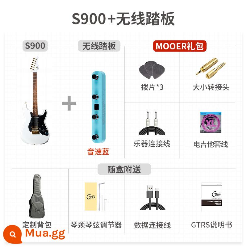 MOOER Magic Ear GTRS đàn guitar điện thông minh S900 có thể ghi Bluetooth tích hợp hiệu ứng toàn diện đàn guitar điện - Bàn đạp trắng ngọc + xanh