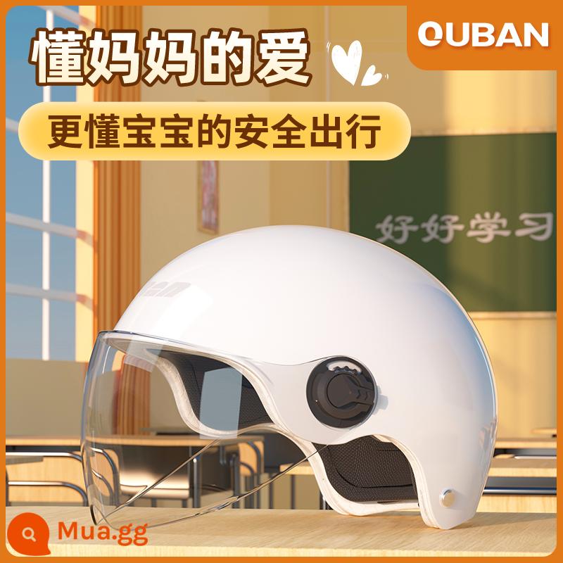 Mũ bảo hiểm trẻ em, bé gái, bé trai, trẻ em, kem chống nắng mùa hè, xe điện, mũ bảo hiểm nửa đầu, phim hoạt hình nhẹ mũ bảo hiểm an toàn bốn mùa - Sơn trắng - độ trong suốt cao