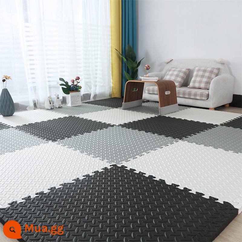 Thảm sàn bong bóng Trẻ em màu xám ghép nối đệm đệm trẻ em xây dựng khối block pad em bé dày - trắng + xám + đen