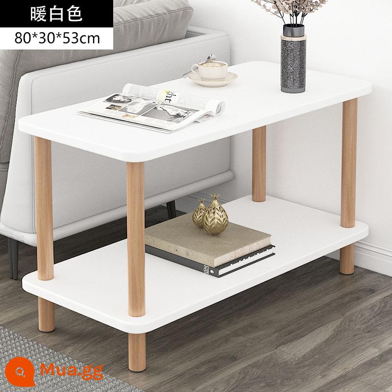 Sofa phòng khách tủ phụ đầu giường nhà bàn vuông mini căn hộ nhỏ bảng phụ cho thuê nhà bàn cà phê nhỏ đơn giản - [Hai lớp nâng cấp] Trắng ấm 80 * 30 * 53cm