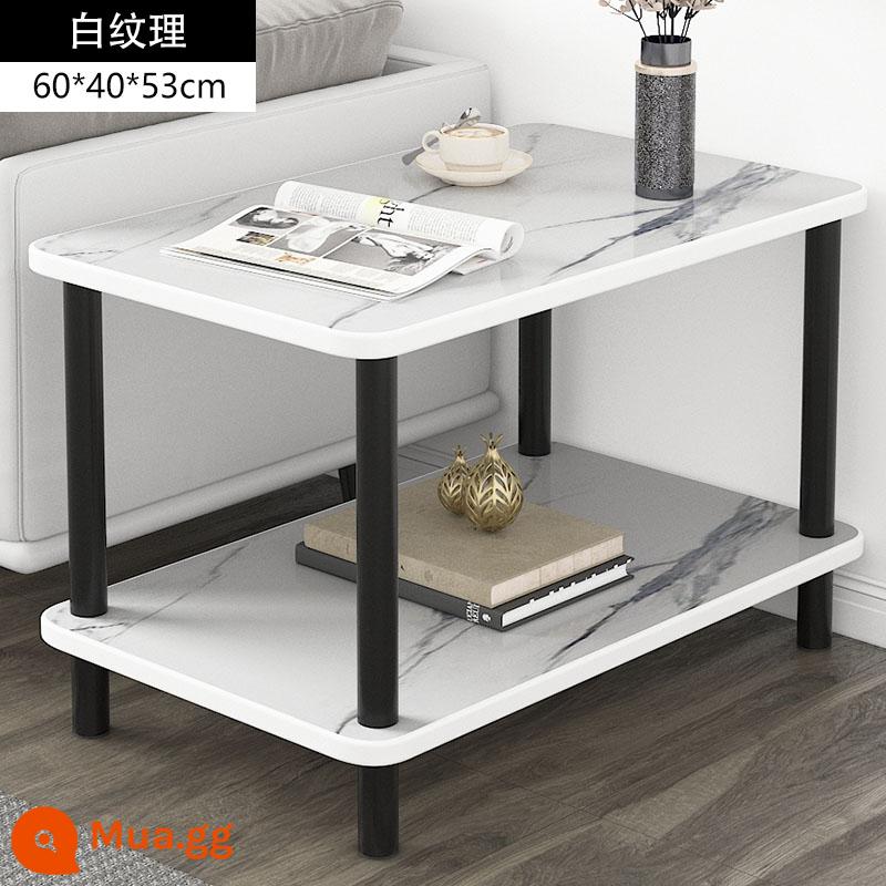 Sofa phòng khách tủ phụ đầu giường nhà bàn vuông mini căn hộ nhỏ bảng phụ cho thuê nhà bàn cà phê nhỏ đơn giản - [Lớp kép nâng cấp] Họa tiết màu trắng 60 * 40 * 53cm