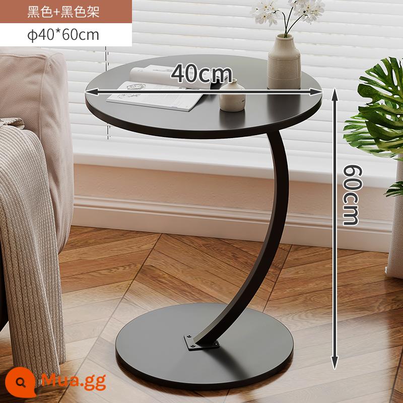 Hộ gia đình bàn nhỏ sofa bên bàn nhỏ bàn cà phê di động hiện đại tối giản phòng ngủ căn hộ nhỏ bàn cạnh giường ngủ có giá đựng đồ - [Vòng một lớp] khung đen + đen