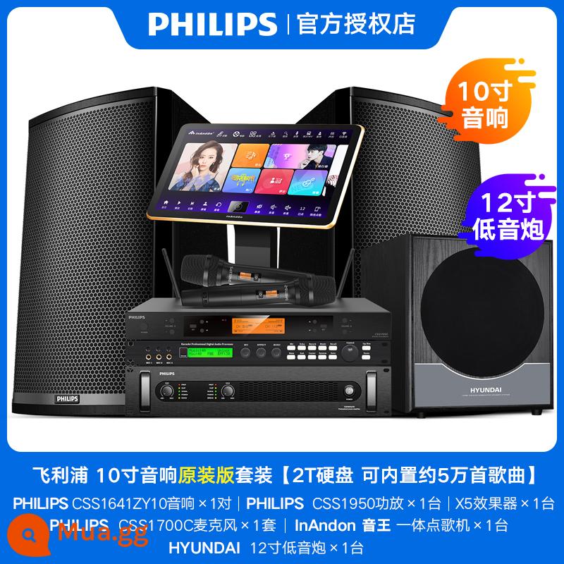 Philips Family KTV Audio Set Chuyên nghiệp K Song Một bộ đầy đủ của Karaoke Song Machine Home Sing Loa Thiết bị - Hộp chuyên nghiệp chính hãng Bộ 10 inch (2T) + loa siêu trầm 12 inch