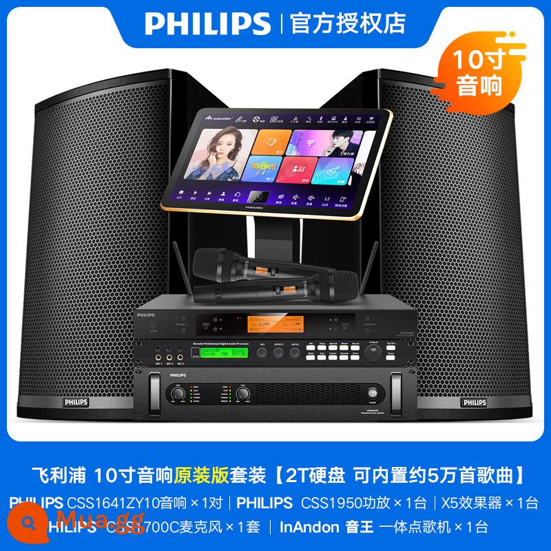 Philips Family KTV Audio Set Chuyên nghiệp K Song Một bộ đầy đủ của Karaoke Song Machine Home Sing Loa Thiết bị - Bộ hộp chuyên nghiệp chính hãng 10 inch (2T)