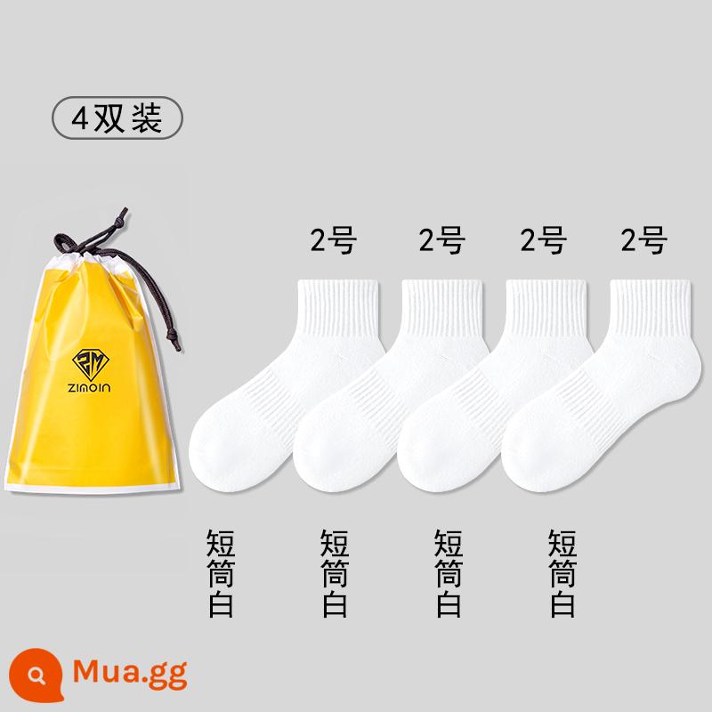 Tất MENXX đến giữa bắp chân nam tất cotton nguyên chất dày đáy khăn thể thao mùa thu đông cộng với vớ màu đen trắng nhung dành cho nam - 4 nòng ngắn màu trắng