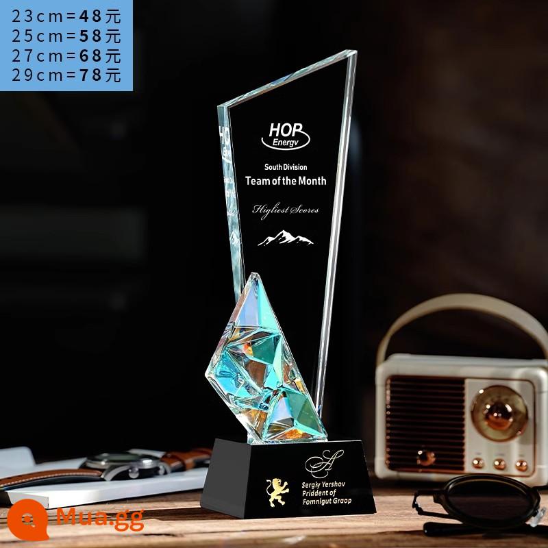 Crystal Trophy Gold, Bạc và Đồng giải thưởng Tùy chỉnh Khắc Sáng tạo Creative Cạnh tranh nhân viên xuất sắc - nổi màu xanh da trời