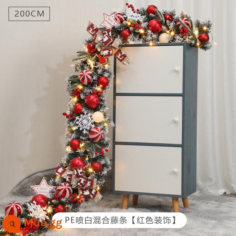 Đồ trang trí Giáng sinh cho ngôi nhà Cây thông Noel dạ quang mây cây nhỏ để bàn trang trí 50CM vòng hoa trang trí cửa sổ - 2 mét PE phun mây trắng [trang trí màu đỏ]