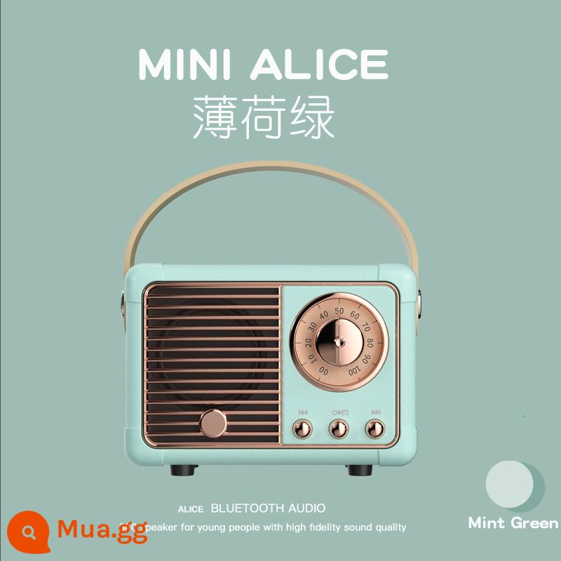 Âm thanh retro loa bluetooth không dây máy tính đĩa U nhỏ đài FM ngoài trời món quà sinh nhật dễ thương cho bé gái - Phiên bản nâng cấp HFIF xanh bạc hà + siêu bass