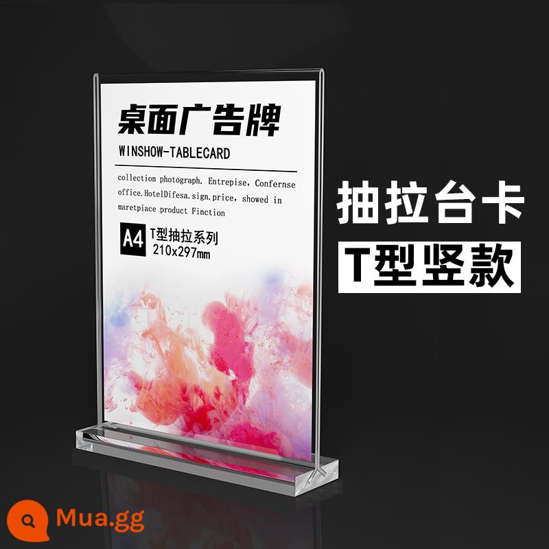 Thẻ bảng acrylic thẻ bảng hai mặt trong suốt thẻ đứng a4 kéo bảng từ tính mạnh thẻ hiển thị thẻ bảng A5 cá tính sáng tạo thẻ menu A6 rượu pha lê thực đơn tùy chỉnh bảng giá quảng cáo Đế trưng bày hình chữ T L - Kiểu kéo hình chữ T [kiểu dọc]