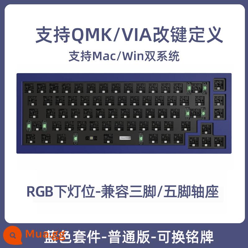 Keychron Q2 Núm 65% Tùy Chỉnh CNC Cực Dương Bàn Phím Cơ Gioăng Thiết Kế QMK Phím Thay Đổi Gpro - Q2A3[Phiên bản bảng tên] Bộ miếng đệm trao đổi nóng RGB màu xanh