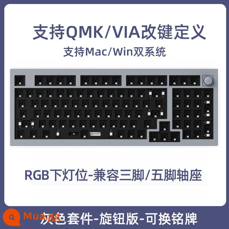 Keychron Q5 tùy chỉnh đệm thiết kế bàn phím cơ núm âm lượng 100 phím CNC anode vỏ nhôm - Q5B2[Phiên bản núm] Hoán đổi nóng RGB-Xám