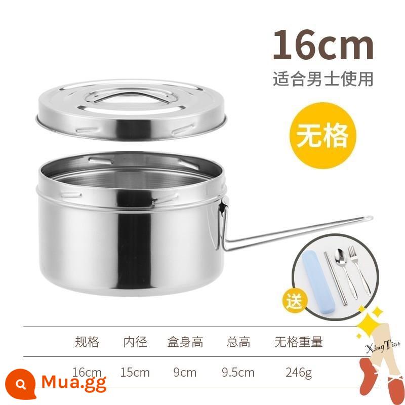 Hộp cơm hấp inox 304 có nắp tròn ăn liền tô ăn liền hộp cơm sinh viên hộp cơm 2 ngăn hộp cơm - 16 ngăn không chén + dao kéo