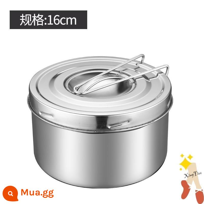 Hộp cơm hấp inox 304 có nắp tròn ăn liền tô ăn liền hộp cơm sinh viên hộp cơm 2 ngăn hộp cơm - 16 không có lưới