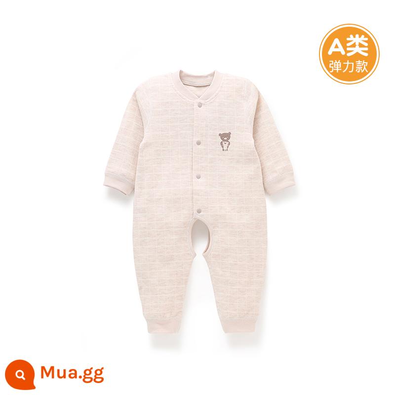 Quần áo cotton nguyên chất cho bé sơ sinh, áo liền quần có dây buộc mùa xuân thu, bé sơ sinh 0 đến 3 tháng đầy tháng, quần áo mùa xuân cho bé nam và nữ - H0516 màu mai