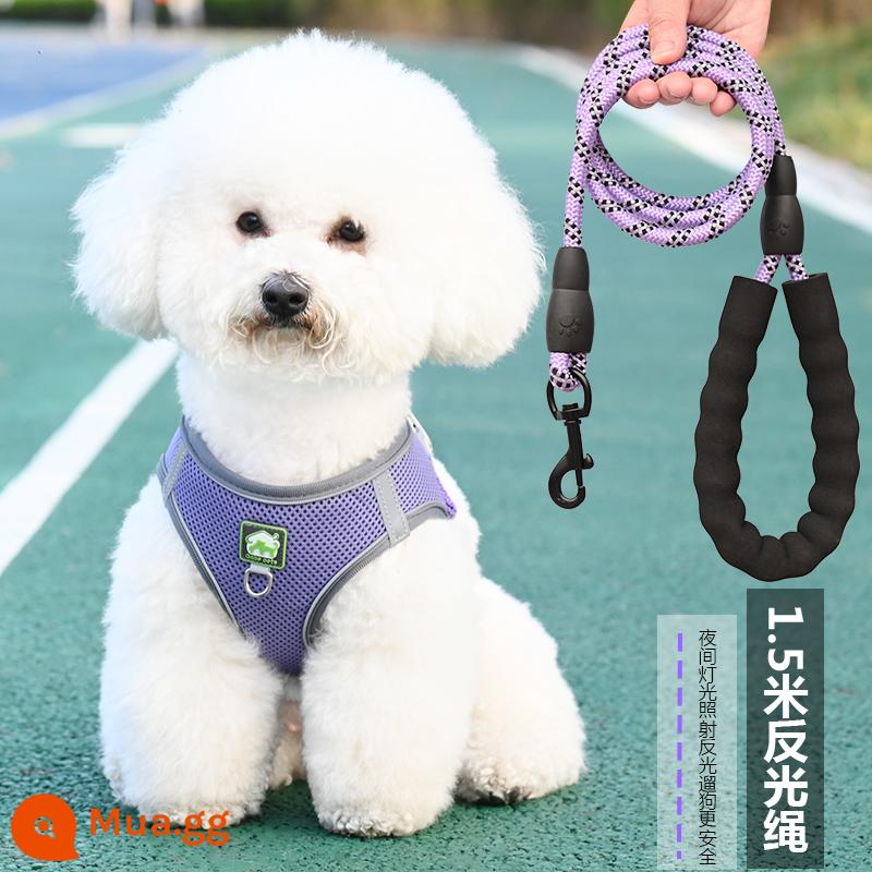 Áo loại dây xích chó nhỏ chó Bichon Frize Teddy chó con Pomeranian ôm ngực bé túi dắt chó đi dạo dây xích chó - Tím [Với dây phản quang 1,5m] Tím