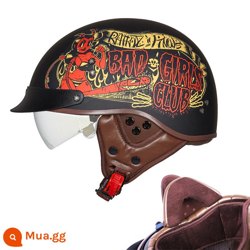 CHẤM mũ đầu máy nam cá tính Retro Harley bốn mùa mũ bảo hiểm nửa muỗng mũ bảo hiểm nữ xe ô tô điện mũ đầu máy - Chùy có bảo vệ tai (mua một tặng ba)