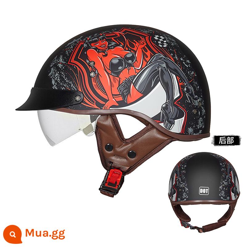 CHẤM mũ đầu máy nam cá tính Retro Harley bốn mùa mũ bảo hiểm nửa muỗng mũ bảo hiểm nữ xe ô tô điện mũ đầu máy - Cô Nàng Xinh Đẹp (mua một tặng ba)