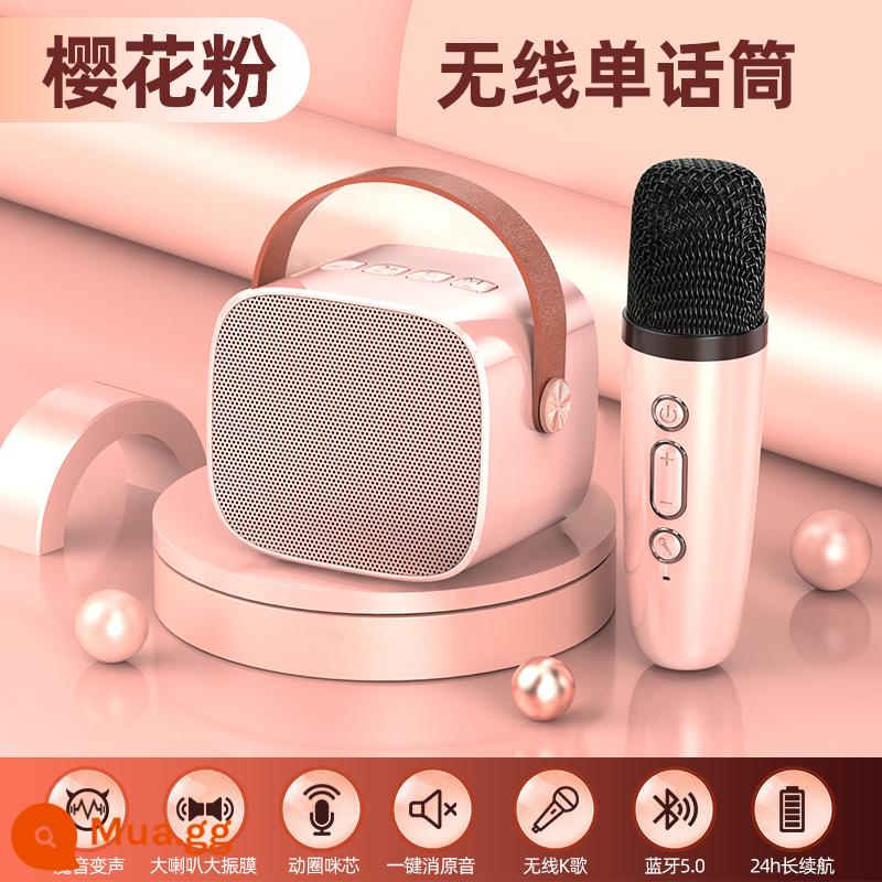 K11 Micro Âm Thanh Micro Tích Hợp Loa Bluetooth Không Dây Gia Đình K Bài Hát Quốc Hát Gia Đình Trẻ Em KTV - Hồng [Loa Bluetooth + 1 micro không dây]