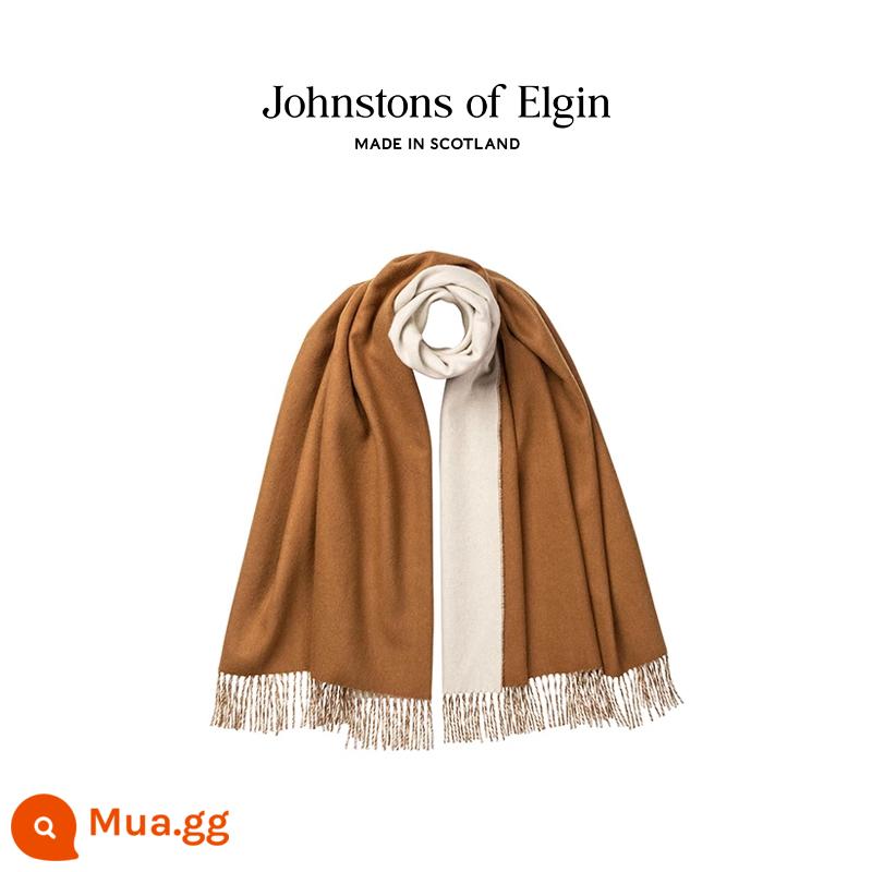 [Thời gian có hạn Giảm 10%] [Tùy chỉnh miễn phí] Khăn choàng cashmere hai mặt của Johnstons of Elgin dành cho nữ - Lạc đà trắng và đen