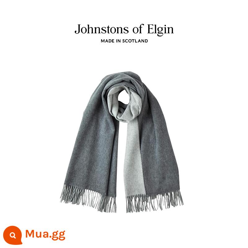 [Thời gian có hạn Giảm 10%] [Tùy chỉnh miễn phí] Khăn choàng cashmere hai mặt của Johnstons of Elgin dành cho nữ - Màu xám bạc và màu xám đá cẩm thạch