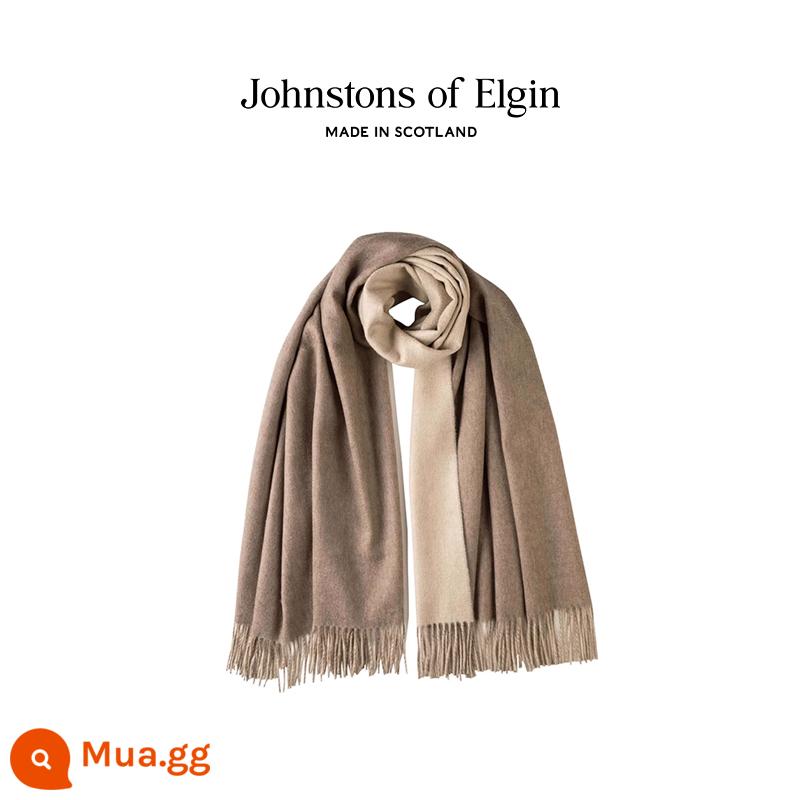 [Thời gian có hạn Giảm 10%] [Tùy chỉnh miễn phí] Khăn choàng cashmere hai mặt của Johnstons of Elgin dành cho nữ - Bột yến mạch & nâu nhạt