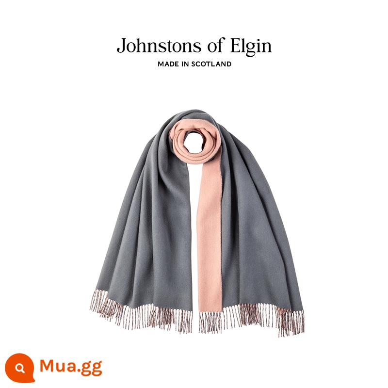 [Thời gian có hạn Giảm 10%] [Tùy chỉnh miễn phí] Khăn choàng cashmere hai mặt của Johnstons of Elgin dành cho nữ - xám/hồng