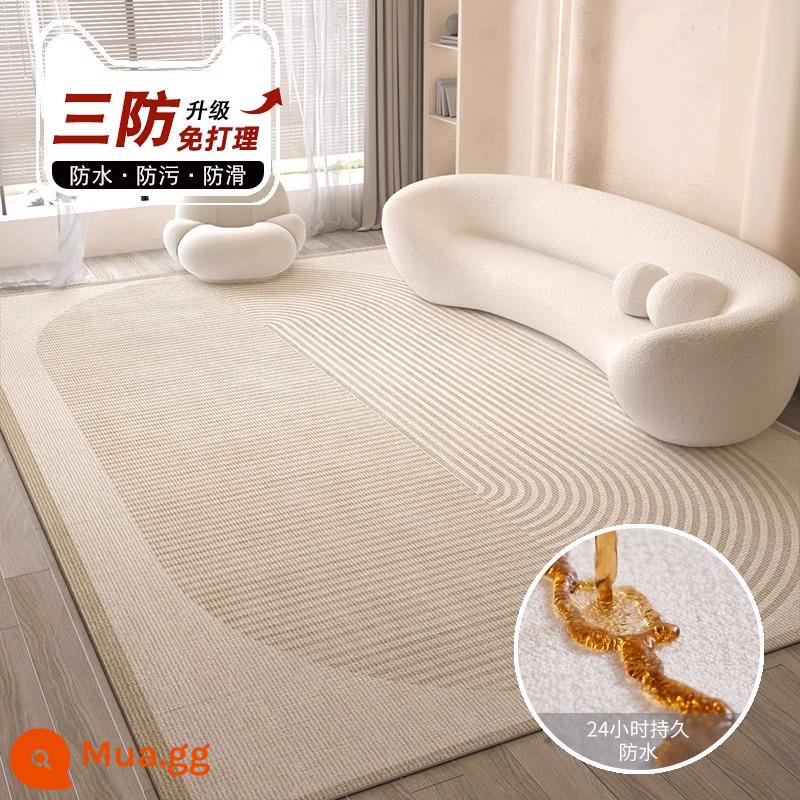 Thảm phòng khách phong cách màu kem nhẹ sang trọng Sofa cao cấp thảm lót sàn phòng ngủ đầu giường chống nước không giặt và lau được 2023 phong cách mới - Wabi-sabi line-5T (mẫu dày và chống thấm nước)