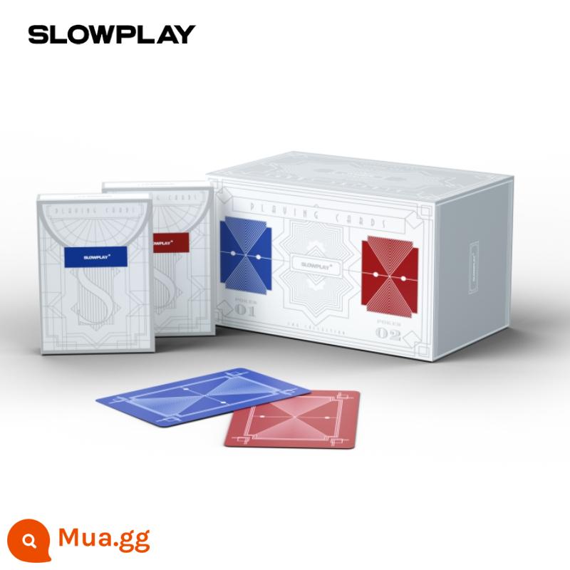 SLOWPLAY chuyên nghiệp Texas hold'em thẻ nhựa PVC nhân vật lớn hai bộ quần áo lớn chống thấm nước đặc biệt giá trị cao - Xanh 5+Đỏ 5 (10 bộ)