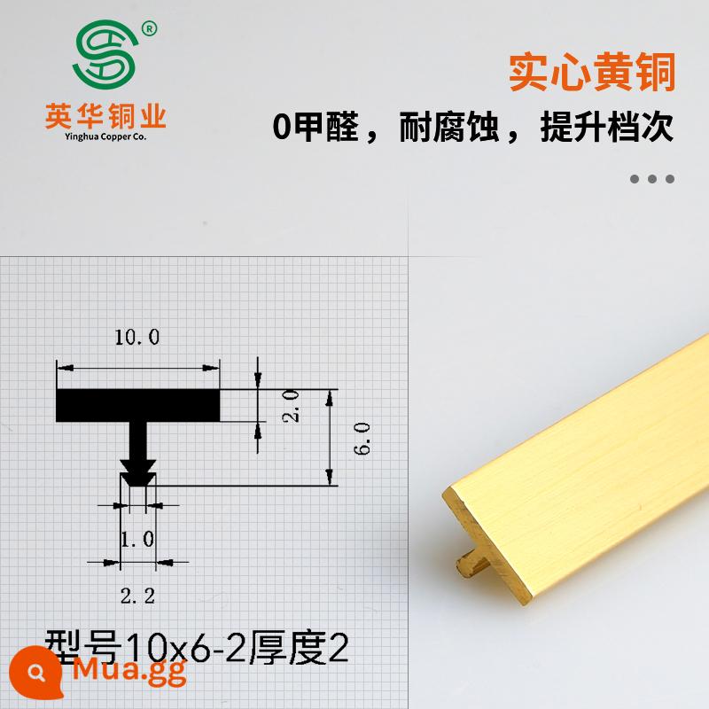 Dải đồng hình chữ T lớp sàn gỗ dát chắc chắn cửa gỗ đồ nội thất nền trang trí tường bằng đồng thau ngưỡng đá cạnh dải - Dải đồng chữ T chải tự nhiên dày 10x6-2 2