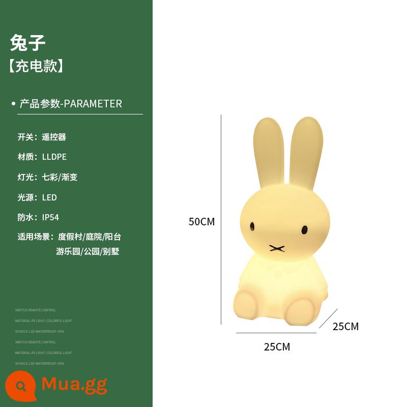 Solar Solar Outdo Glowing Rabbit Light Courtyard Cảnh Villa Vườn Bố cục Hộ gia đình Động vật hoạt hình trang trí Động vật hoạt hình - [Mẫu sạc] 50CM