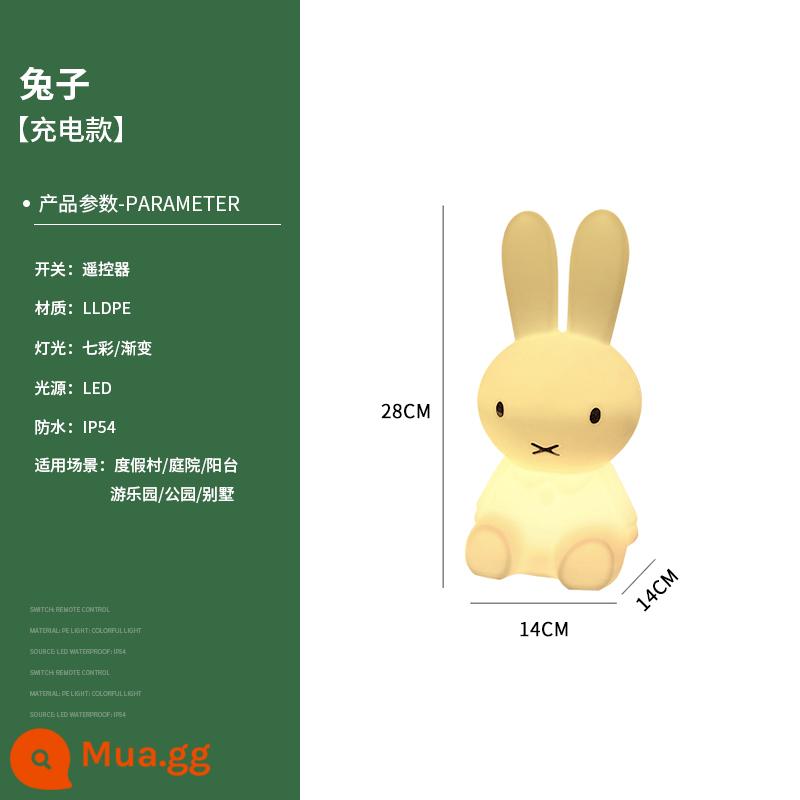 Solar Solar Outdo Glowing Rabbit Light Courtyard Cảnh Villa Vườn Bố cục Hộ gia đình Động vật hoạt hình trang trí Động vật hoạt hình - [Mẫu sạc] 28CM