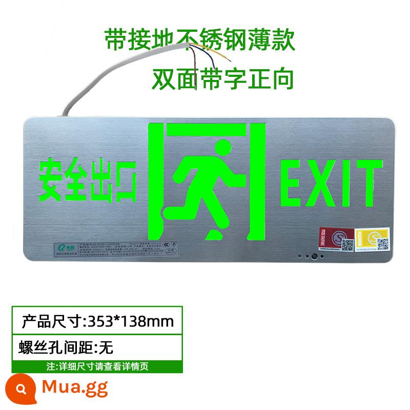 Biển báo thoát hiểm an toàn mỏng 6,8 mm bằng thép không gỉ gắn trên bề mặt kênh sơ tán khẩn cấp Đèn LED sơ tán - Inox 201 mỏng 2 mặt [có chữ chuyển tiếp] Điện áp: 24-220V