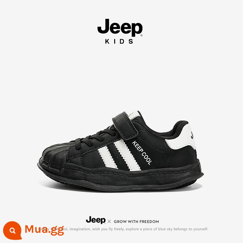 Giày trẻ em Jeep mùa thu đông plus cotton nhung, giày bé trai đế mềm mùa đông mới 2023, giày thể thao - Phantom Black (Da Bốn Mùa)