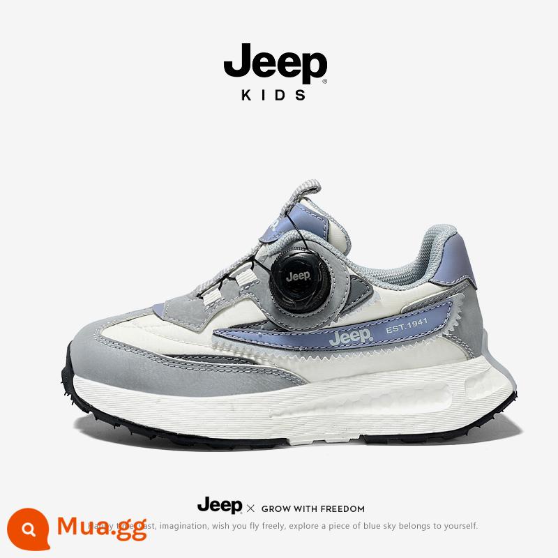 Giày Trẻ Em Jeep Giày Sneaker Bé Trai Mùa Xuân 2023 Mùa Xuân Và Mùa Thu Mới Giày Núm Đế Mềm Trẻ Em Giày Cũ - Màu trắng ngà/xám đuôi cá