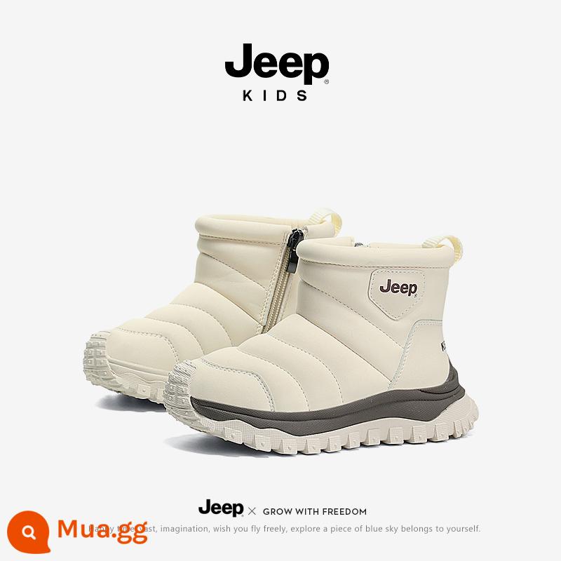 Giày bốt trẻ em Jeep bốt cotton Plus nhung Giày bốt cotton chống lạnh cho bé gái mùa đông 2023 giày bốt đi tuyết mới cho bé trai - Be