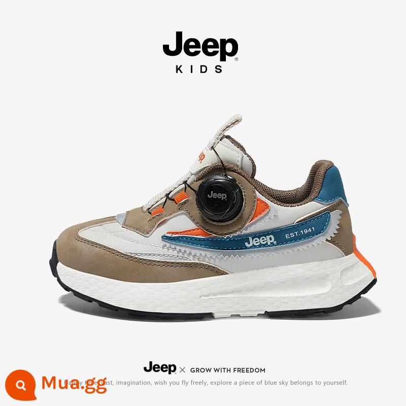 Giày Trẻ Em Jeep Giày Sneaker Bé Trai Mùa Xuân 2023 Mùa Xuân Và Mùa Thu Mới Giày Núm Đế Mềm Trẻ Em Giày Cũ - Mocha nâu/trắng ngà