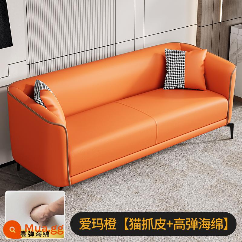 Sofa căn hộ nhỏ phòng khách đơn giản Internet người nổi tiếng đôi ba người căn hộ cho thuê phòng cửa hàng quần áo thẩm mỹ viện công nghệ vải - Emma Orange <Cat Scratch Skin> Bọt biển có độ đàn hồi cao