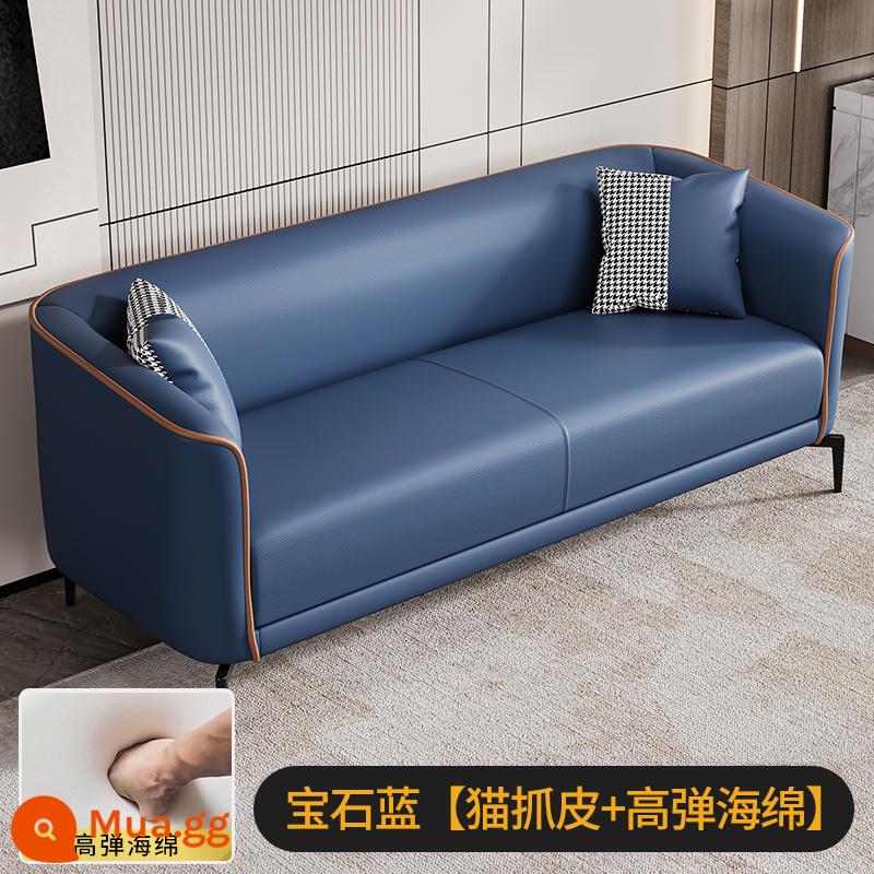 Sofa căn hộ nhỏ phòng khách đơn giản Internet người nổi tiếng đôi ba người căn hộ cho thuê phòng cửa hàng quần áo thẩm mỹ viện công nghệ vải - Xanh sapphire <Da mèo cào> Bọt biển đàn hồi cao