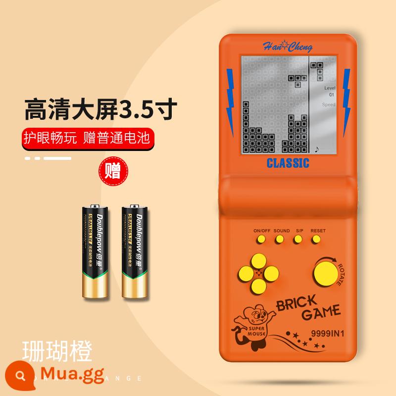 Máy chơi game Tetris mới phủ lòng bàn tay trẻ em cổ xưa nỗi nhớ di động cầm tay trường tiểu học khối lập phương thời thơ ấu có thể sạc lại máy chơi game cổ điển đồ chơi giáo dục giải nén hiện vật kiểu cũ mini nhỏ - "Màn hình 3,5 inch độ phân giải cao, bảo vệ mắt và giảm căng thẳng" [Cam san hô] Pin thông thường miễn phí