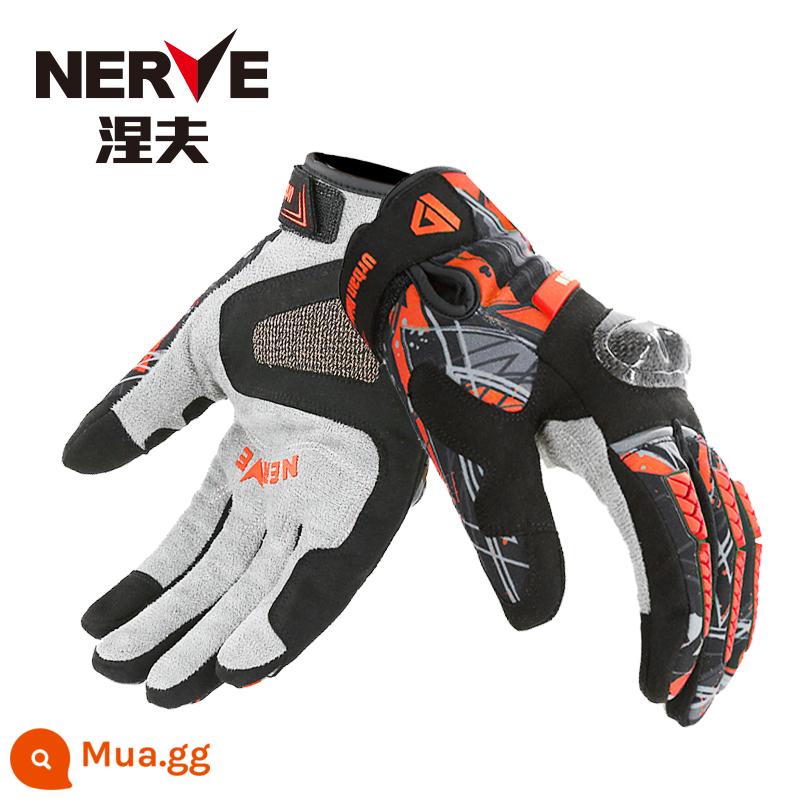 Quạt xe máy丨Nev NERVE màn hình cảm ứng full ngón Găng tay xe máy mùa đông ấm áp KQ1058 thoáng khí chống rơi - mùa đông đỏ