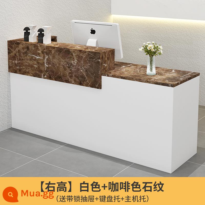 Quầy tính tiền quầy bar cửa hàng nhỏ cửa hàng quần áo cửa hàng tiện lợi thẩm mỹ viện bàn thu ngân quầy lễ tân công ty - Mẫu đá trắng + nâu (phía trên bên phải)